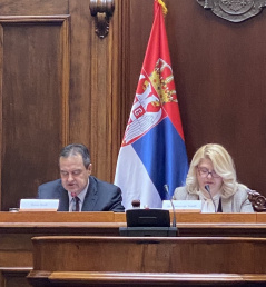 12 April 2021 National Assembly Speaker Ivica Dacic at the public hearing on the Draft Law on Electronic Invoicing